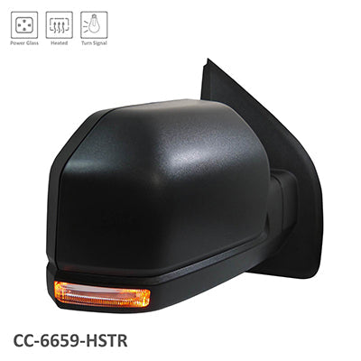 1321 | 2015-2018 FORD F-150 RT Mirror outside rear view Std Type; Power; Heated; w/o BLIS; w/o Spot Lamp; Fixed; Black | FO1321523|FL3Z17682CB