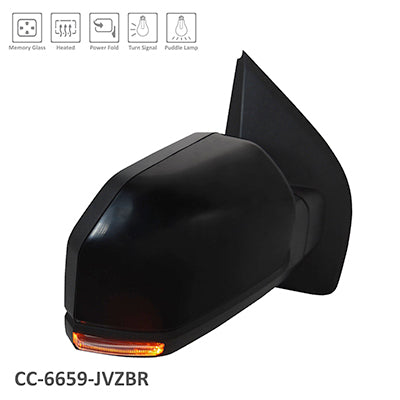 1321 | 2015-2015 FORD F-150 RT Mirror outside rear view Std Type; Power; Heated; w/o BLIS; w/o Spot Lamp; Pwr-Fold; PTM | FO1321530|FL3Z17682GAPTM