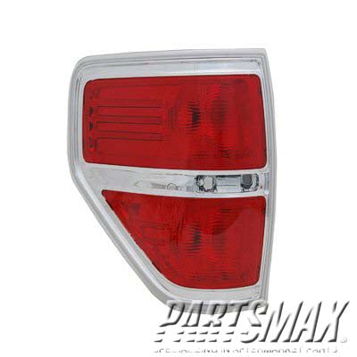 2818 | 2009-2013 FORD F-150 LT Taillamp lens/housing Styleside; except FX2; Chrome Accent | FO2818143|BL3Z13405B