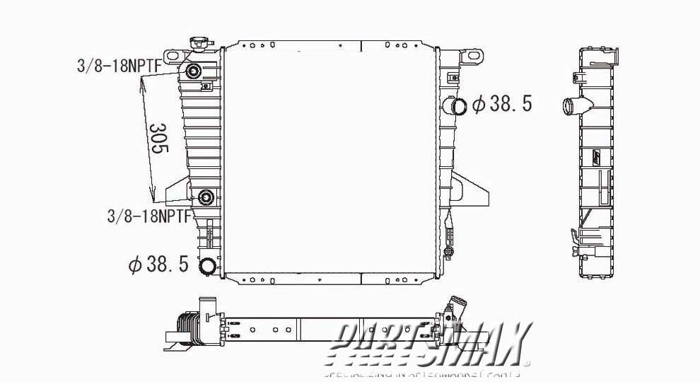 3010 | 1997-1997 FORD EXPLORER Radiator assembly w/OHV V6 engine; w/auto trans | FO3010149|F67Z8005JA