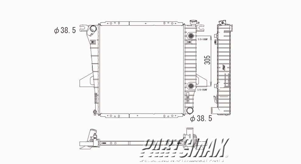 3010 | 1998-2006 FORD RANGER Radiator assembly w/2.5L 4 cyl engine | FO3010161|F87Z8005GA