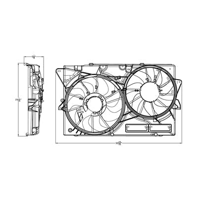 3115 | 2013-2019 FORD TAURUS Radiator cooling fan assy SHO; w/o Engine Oil Cooler | FO3115210|DG1Z8C607J