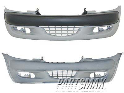 1000 | 1996-1997 OLDSMOBILE ACHIEVA Front bumper cover SL; w/o fog lamps; prime | GM1000364|22651137