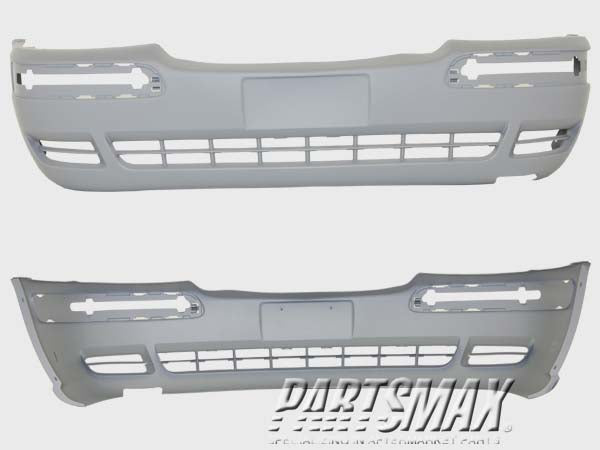 1000 | 2001-2005 CHEVROLET VENTURE Front bumper cover w/o Custom Bumper; w/o hook hole; prime | GM1000649|88895115