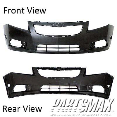 1000 | 2011-2014 CHEVROLET CRUZE Front bumper cover 1.4L|1.8L; w/o RS Pkg; prime | GM1000924|95217520