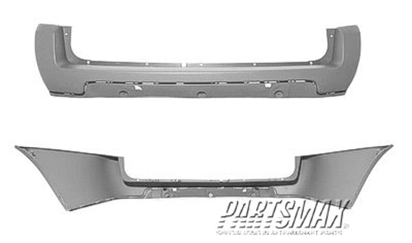 2430 | 2005-2009 CHEVROLET UPLANDER Rear bumper cover w/121 inch wheelbase; U.S. market; w/o park sensor; upper; prime | GM1100718|12336003