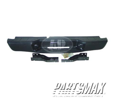 1103 | 1998-2004 GMC SONOMA Rear bumper assembly includes pads/brackets/hardware/lic. lamp; Fleetside; black w/black pads | GM1101103|GM1100103