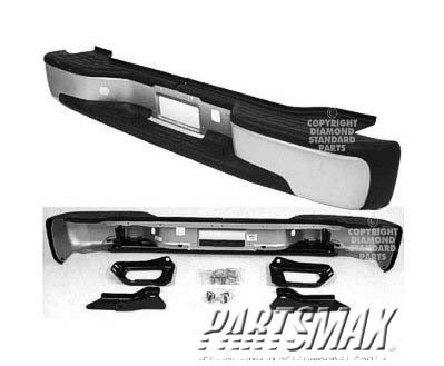 1103 | 2000-2006 CHEVROLET SUBURBAN 1500 Rear bumper assembly includes pads/brackets/hardware/lic. lamp; black; see notes | GM1101115|19121287-PFM