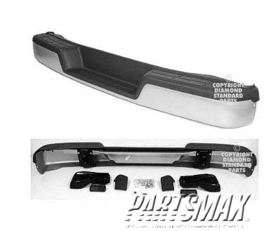 1103 | 1996-2014 GMC SAVANA 1500 Rear bumper assembly w/o Object Sensor; Incl Pad/Brackets/End Caps; w/Gray Top Pads; Black | GM1103102|84361129