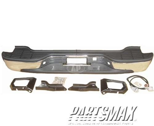 1103 | 2000-2004 GMC YUKON Rear bumper assembly includes pads/brackets/hardware/lic. lamp; bright; except Denali | GM1103103|GM1103103