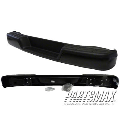 1103 | 1996-2021 GMC SAVANA 3500 Rear bumper assembly w/o Object Sensor; Incl Pad/Brackets/End Caps; Black | GM1103143|84361129