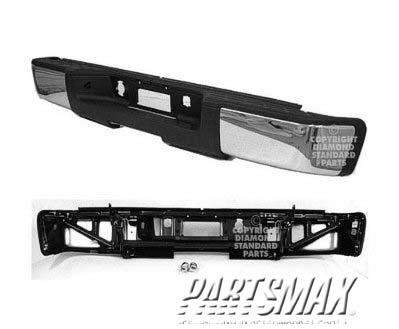 1103 | 2007-2013 CHEVROLET SILVERADO 1500 Rear bumper assembly w/o Rear Object Sensors; Chrome | GM1103147|22932803