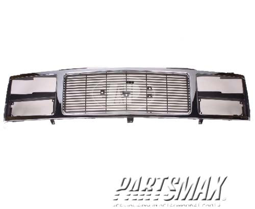 1200 | 1988-1993 GMC C1500 Grille assy C/K; w/quad headlamps; bright & argent | GM1200229|15615109