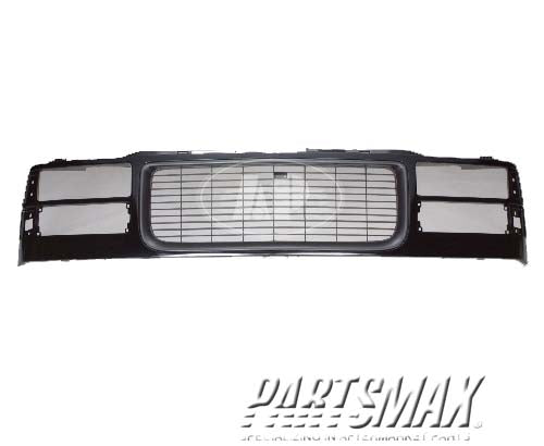 1200 | 1994-1998 GMC K1500 Grille assy w/composite headlamps; w/o bright opening; gloss black | GM1200357|12375422