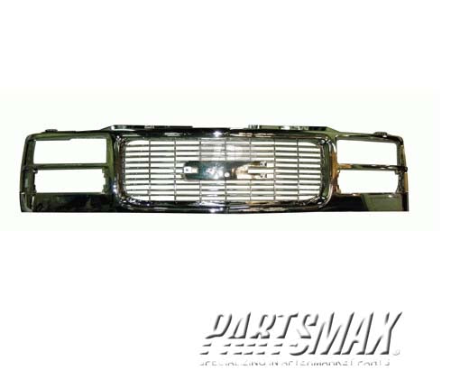 1200 | 1994-1998 GMC K2500 Grille assy w/composite headlamps; w/o Sport package; black w/bright center | GM1200392|12388709