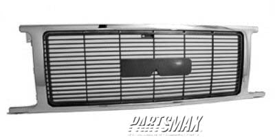 1200 | 1992-1995 GMC G1500 Grille assy early design; bright | GM1200415|15667813