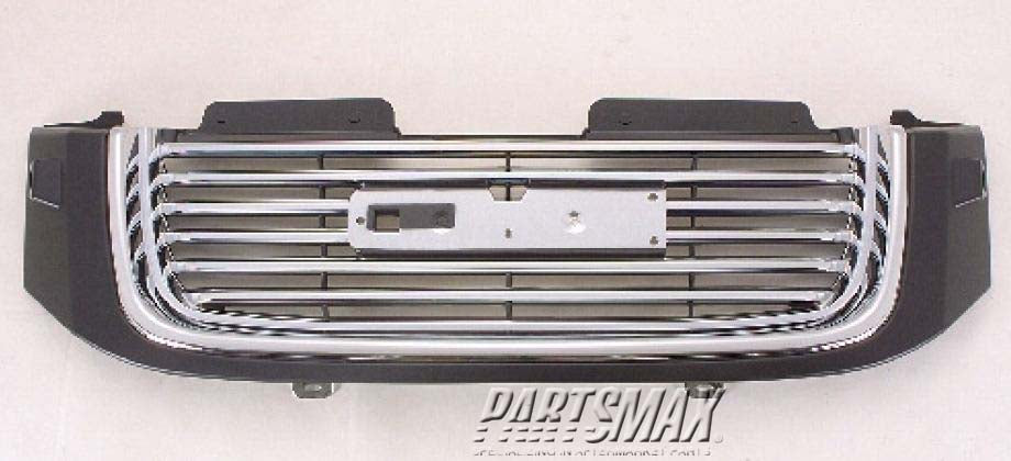 860 | 2006-2007 GMC ENVOY Grille assy w/Headlamp Washer; Chrome w/Black Frame; (P) | GM1200605|19152499