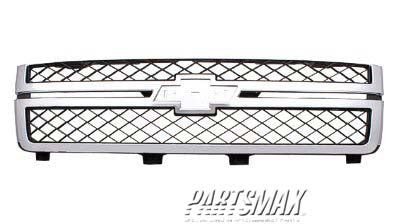 1200 | 2011-2014 CHEVROLET SILVERADO 3500 HD Grille assy w/o Z71 Pkg; Chrome | GM1200639|20966058