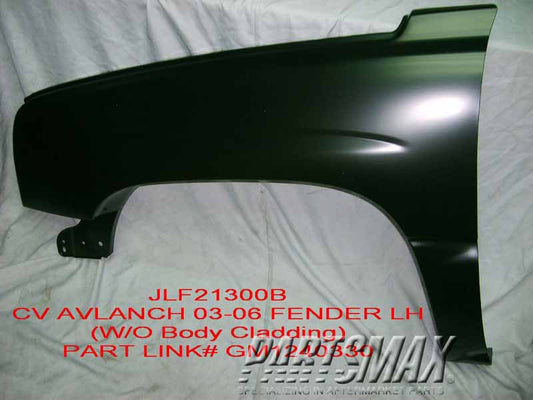 1240 | 2003-2006 CHEVROLET AVALANCHE 1500 LT Front fender assy w/o body cladding | GM1240330|88980313