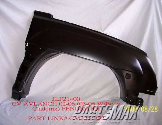 1241 | 2002-2006 CHEVROLET AVALANCHE 1500 RT Front fender assy all | GM1241292|88980446