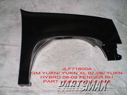 1241 | 2007-2014 GMC YUKON XL 1500 RT Front fender assy all | GM1241339|22977478