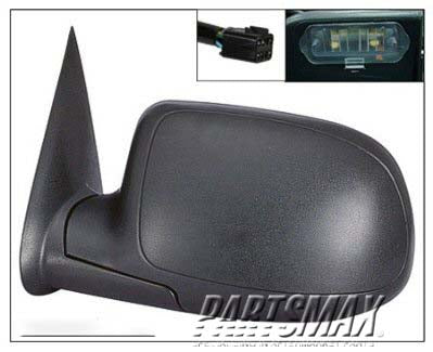 1320 | 2000-2005 GMC YUKON XL 1500 LT Mirror outside rear view heated power remote; manual folding; w/lamp; w/RPO DR2; black | GM1320249|15179836