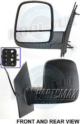 1320 | 2008-2021 GMC SAVANA 3500 LT Mirror outside rear view Power; Heated; Foldaway; Smooth Black | GM1320396|15227418