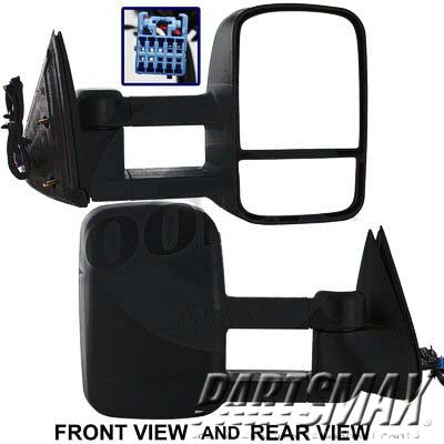 1321 | 2003-2006 CHEVROLET SILVERADO 2500 HD RT Mirror outside rear view Power; Heated; Telescopic Type; Manual Folding; w/o Signal Lamp | GM1321410|15904035-PFM