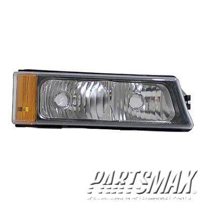 2521 | 2002-2006 CHEVROLET AVALANCHE 2500 RT Parklamp assy w/o Body Cladding; Incls signal/marker & running lamps; w/o bulb or socket | GM2521185|15199557