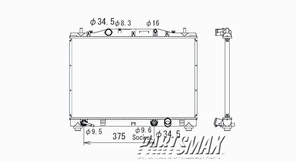 3010 | 2003-2007 CADILLAC CTS Radiator assembly Exc V; 3.2L; A/T | GM3010412|19259455