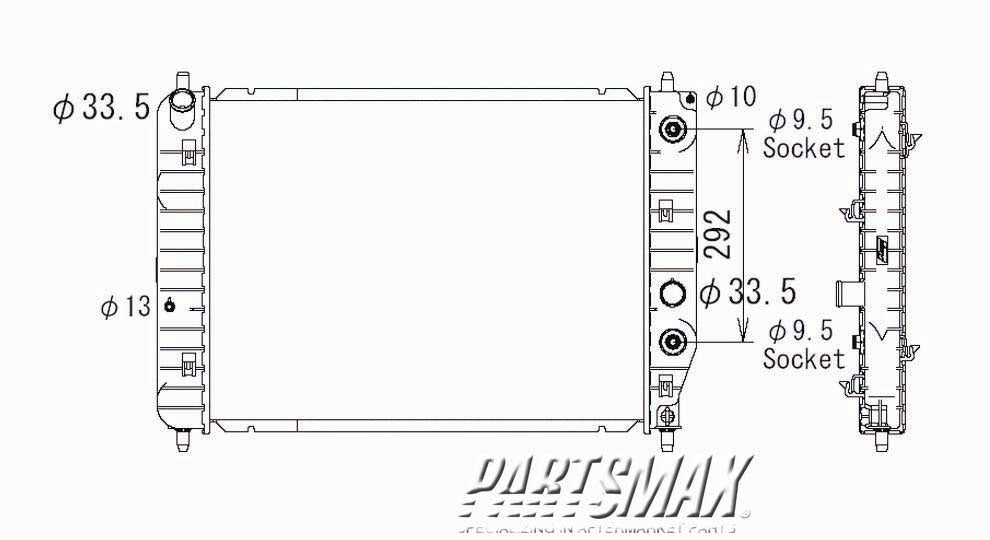 2870 | 2004-2005 CADILLAC XLR Radiator assembly all | GM3010429|21996497