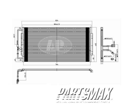 3030 | 1999-2000 PONTIAC MONTANA Air conditioning condenser w/rear air cond | GM3030170|52486810