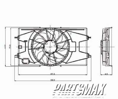 3115 | 2005-2010 CHEVROLET COBALT Radiator cooling fan assy w/2.2Lengine | GM3115179|19417092