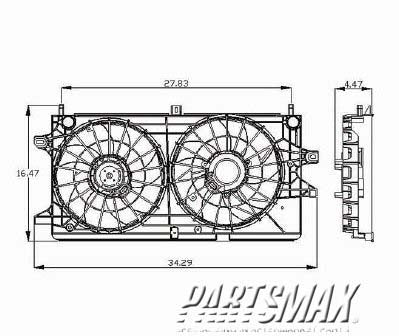 3115 | 2004-2005 CHEVROLET IMPALA Radiator cooling fan assy w/fan/blade/shroud; monte carlo/grand prix | GM3115180|GM3115180