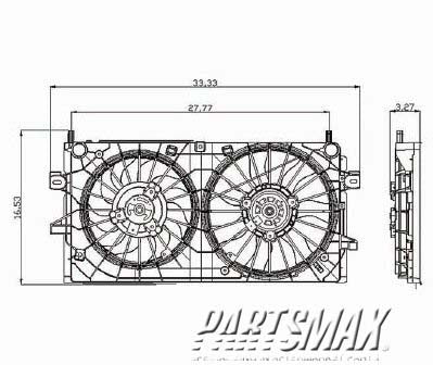 3115 | 2006-2010 CHEVROLET IMPALA Radiator cooling fan assy LS|LT|LTZ|50TH ANNIVERSARY; 3.5L/3.9L; Motor/Blade/Shroud Assy; see notes | GM3115187|89018690-PFM