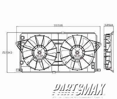 3115 | 2006-2007 BUICK LUCERNE Radiator cooling fan assy 3.8L|3.9L; Motor/Blade/Shroud Dual Fan Assy; see notes | GM3115189|21999691-PFM