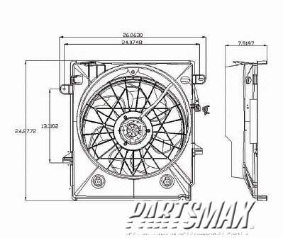 2880 | 2005-2006 CHEVROLET UPLANDER Radiator cooling fan assy 3.5L; w/Rear A/C; Motor/Blade/Shroud Assy; see notes | GM3115194|15875026-PFM