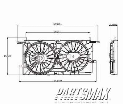 3115 | 2005-2006 CHEVROLET UPLANDER Radiator cooling fan assy 3.5L; w/o Rear A/C | GM3115196|15290117