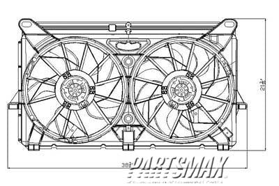 3115 | 2005-2006 CADILLAC ESCALADE Radiator cooling fan assy Motor/Blade/Shroud Dual Fan Assy; see notes | GM3115212|89023365-PFM