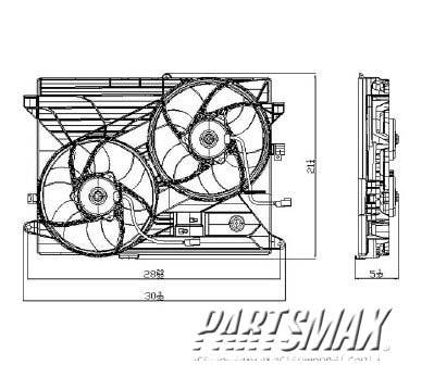 3115 | 2008-2010 SATURN VUE Radiator cooling fan assy 2.4L/3.5L/3.6L; Dual Fan Assembly; see notes | GM3115218|89019138-PFM