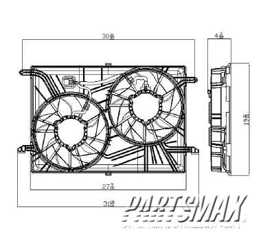 3115 | 2017-2017 GMC ACADIA LIMITED Radiator cooling fan assy Dual Fan Assy | GM3115219|23434158