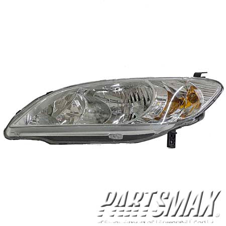2502 | 2004-2005 HONDA CIVIC LT Headlamp assy composite HYBRID; includes side marker/park/signal lamps; w/o bulbs or sockets | HO2502121|33151S5AA51