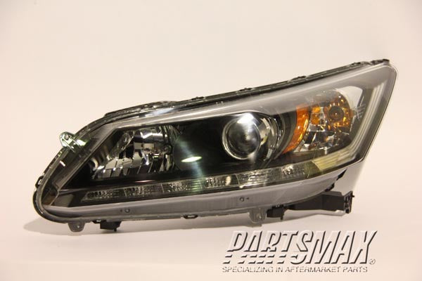 2502 | 2014-2015 HONDA ACCORD LT Headlamp assy composite EX-L V-6|TOURING; 3.5L; Sedan; Halogen; w/LED DRL | HO2502156|33150T2AA21