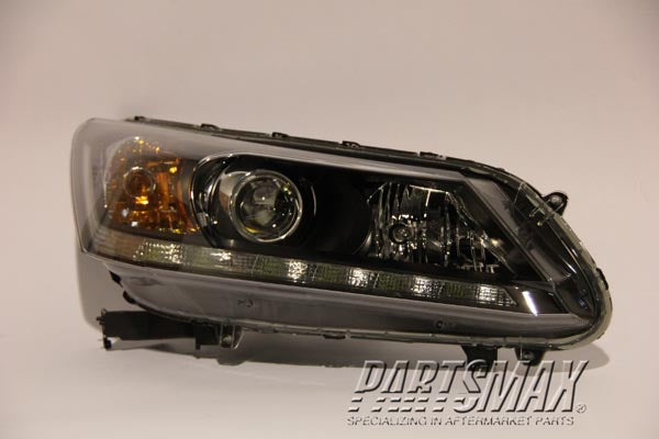 2503 | 2014-2015 HONDA ACCORD RT Headlamp assy composite EX-L V-6|TOURING; 3.5L; Sedan; Halogen; w/LED DRL | HO2503156|33100T2AA21