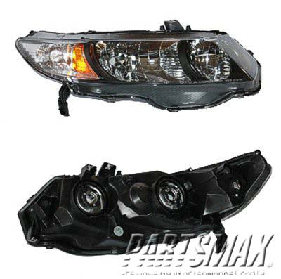 2519 | 2010-2011 HONDA CIVIC RT Headlamp lens/housing Coupe; 5 Speed Manual/Auto Trans; w/Clear Signal Lens | HO2519126|33101SVAA51