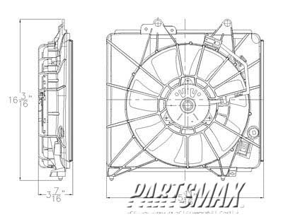 3020 | 2009-2010 HONDA FIT Air conditioning condenser/fan assy A/T; Motor/Blade/Shroud Assy; see notes | HO3020100|38616RB0003-PFM