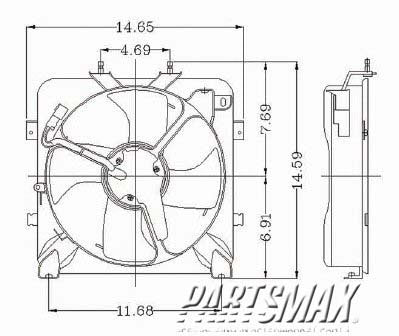 3113 | 1993-1997 HONDA CIVIC DEL SOL Condenser fan includes motor/blade/shroud | HO3113103|HO3113103