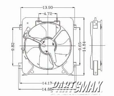 2925 | 1996-1998 HONDA CIVIC Condenser fan includes motor/blade/shroud | HO3113104|HO3113104