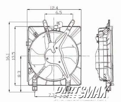 2925 | 2001-2005 HONDA CIVIC Condenser fan includes motor/blade/shroud; USA built; Mitsuba design | HO3113114|HO3113114