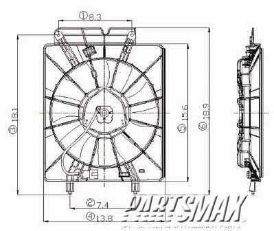 3113 | 2002-2004 HONDA CR-V Condenser fan includes motor/blade/shroud | HO3113116|HO3113116